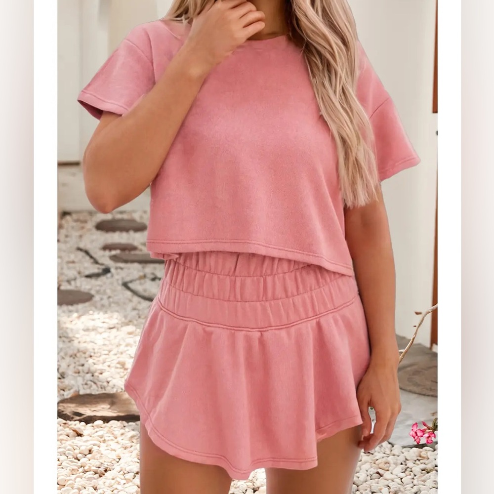 Pink Two-Piece Lounge Set/ skort and top NWOT